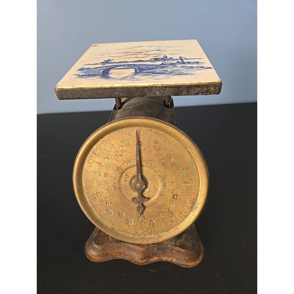 Vintage Antique 24 LB Farmhouse Scale Triner Scales Pat 1906 Chicago Regulating